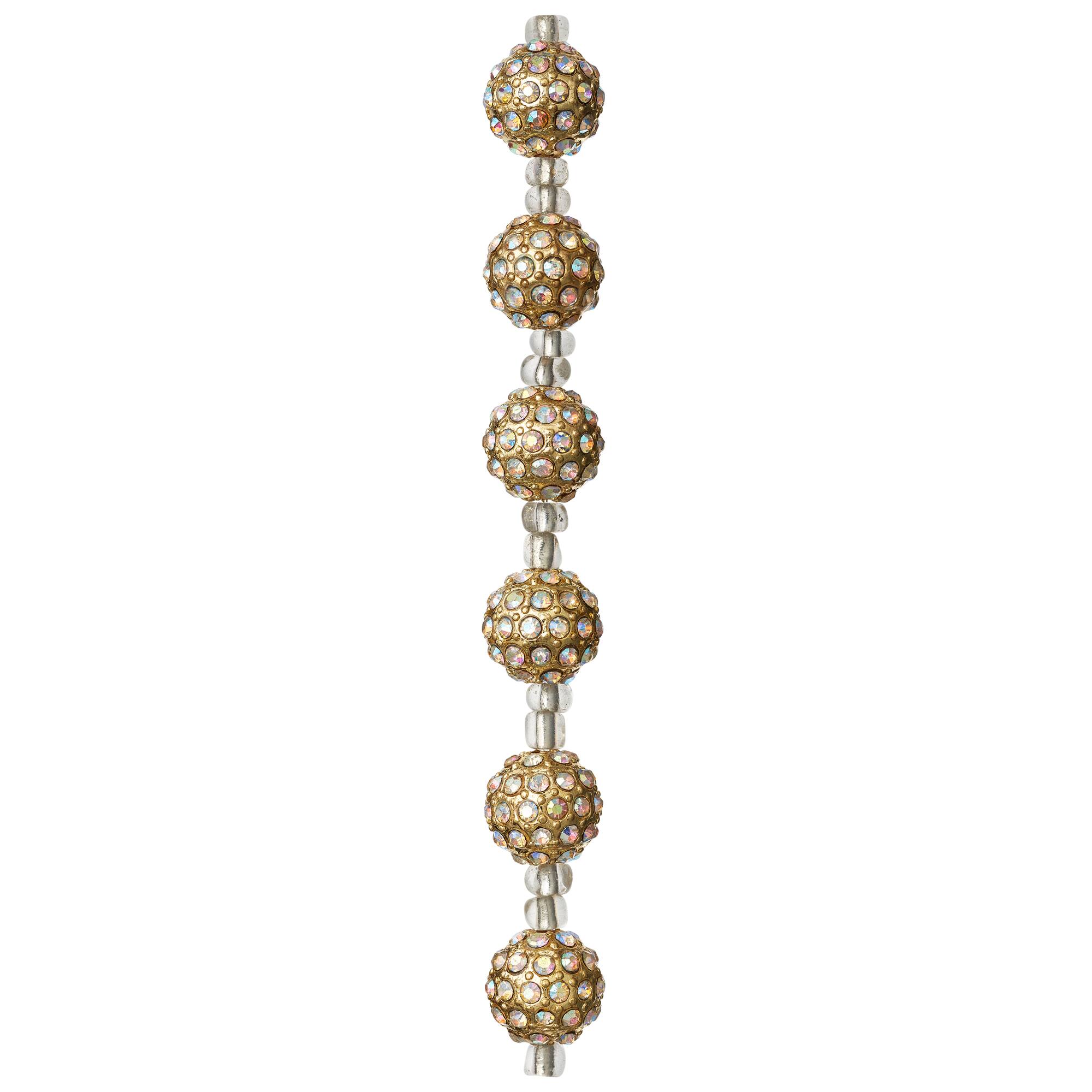 Gold Rhinestone & Metal Round Beads, 10mm by Bead Landing™